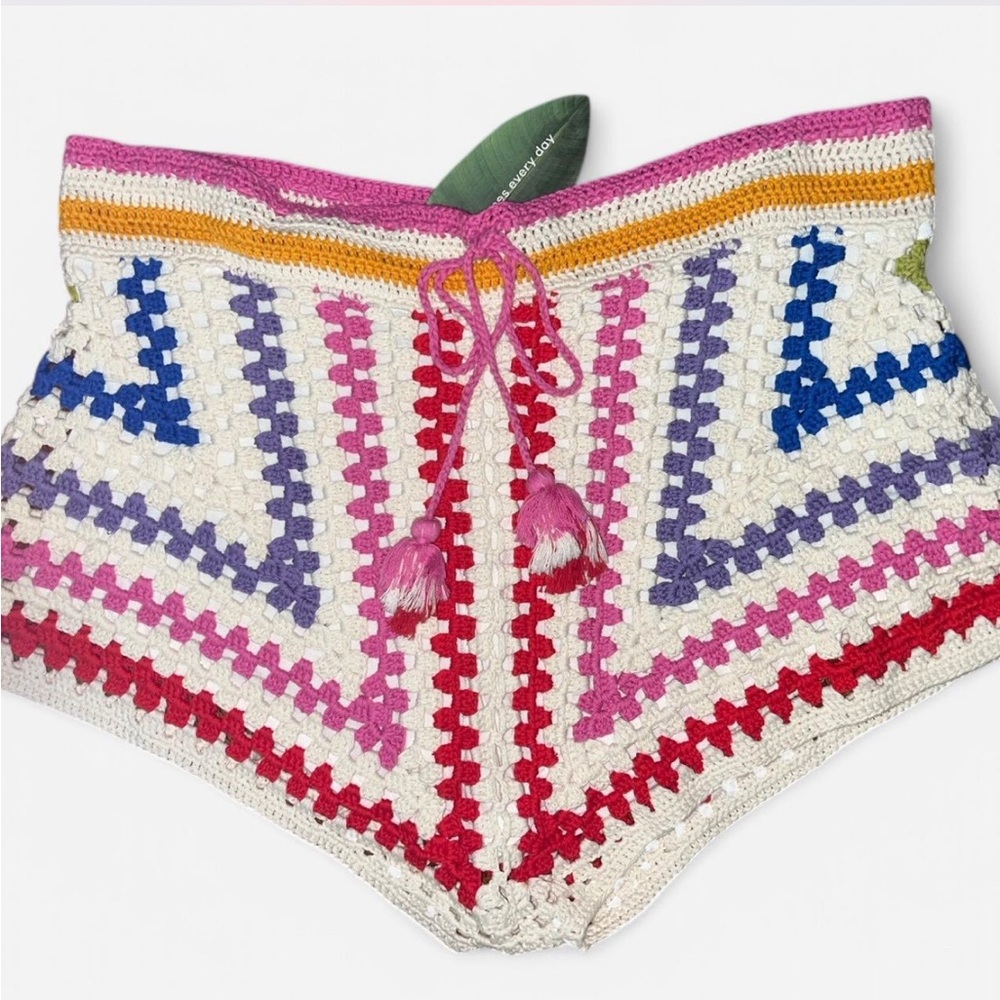 NWT 🩷❤️🤍💙💛FarmRio size XL crochet shorts  #missonivibes